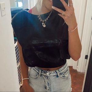 Black boutique top with shoulder detail